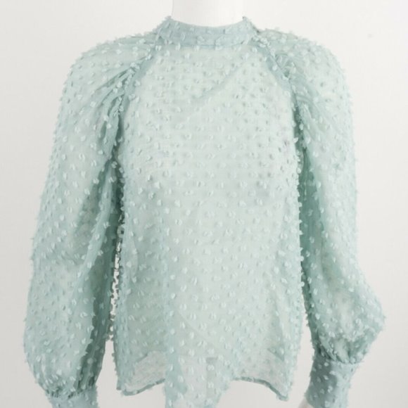Zara semi sheer pastel blue  top xs NWT - Picture 4 of 4